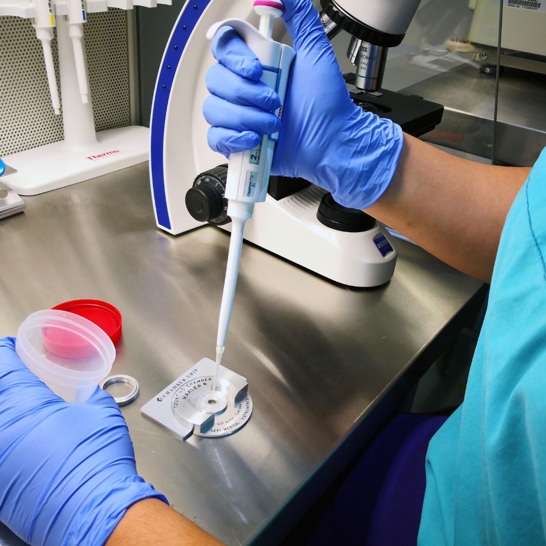 精子を観察している医師