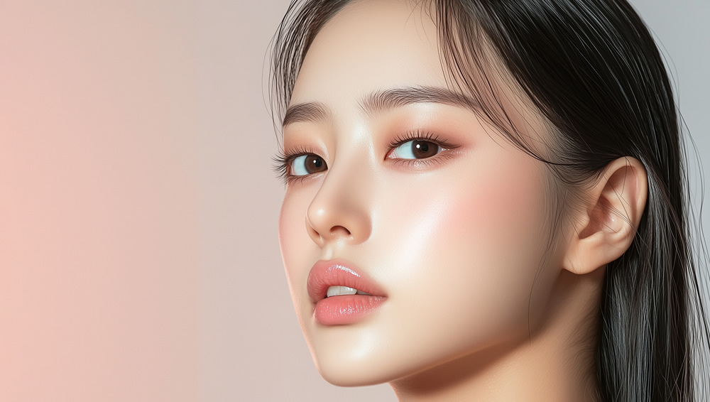 輪郭3点を受けた女性